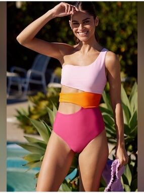 NWT PQ Swim Anthropologie One Shoulder Cut-Out Suit, S